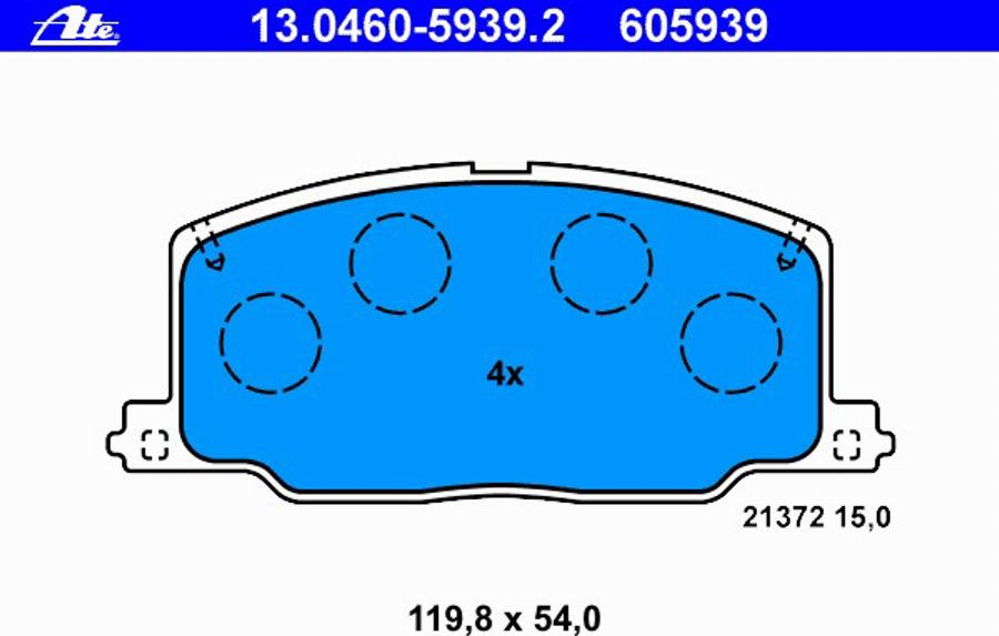 ATE 13.0460-5939.2 - Kit de plaquettes de frein, frein à disque cwaw.fr