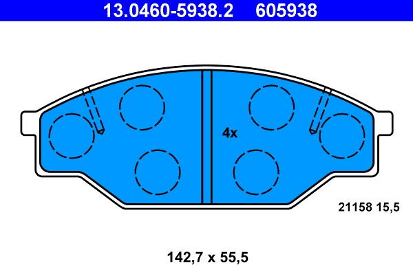 ATE 13.0460-5938.2 - Kit de plaquettes de frein, frein à disque cwaw.fr