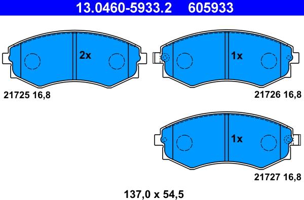 ATE 13.0460-5933.2 - Kit de plaquettes de frein, frein à disque cwaw.fr