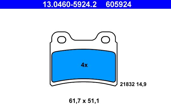 ATE 13.0460-5924.2 - Kit de plaquettes de frein, frein à disque cwaw.fr