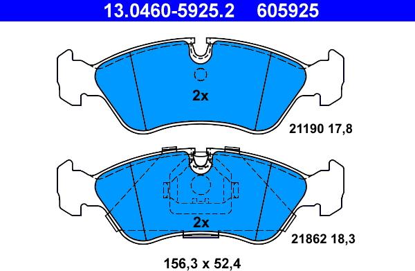 ATE 13.0460-5925.2 - Kit de plaquettes de frein, frein à disque cwaw.fr