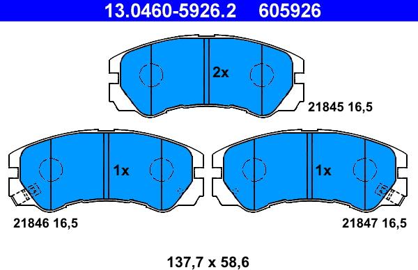 ATE 13.0460-5926.2 - Kit de plaquettes de frein, frein à disque cwaw.fr