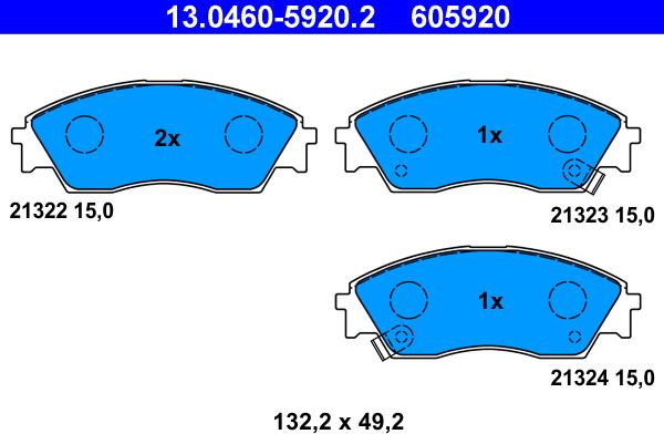 ATE 13.0460-5920.2 - Kit de plaquettes de frein, frein à disque cwaw.fr