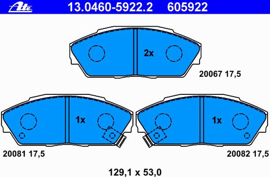 ATE 13.0460-5922.2 - Kit de plaquettes de frein, frein à disque cwaw.fr