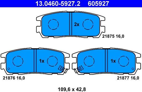 ATE 13.0460-5927.2 - Kit de plaquettes de frein, frein à disque cwaw.fr