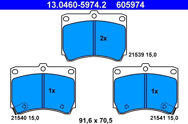 ATE 13.0460-5974.2 - Kit de plaquettes de frein, frein à disque cwaw.fr