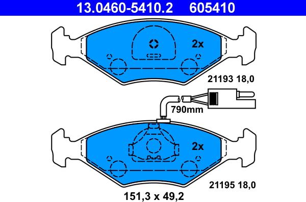 ATE 13.0460-5410.2 - Kit de plaquettes de frein, frein à disque cwaw.fr