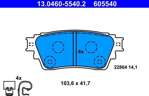 ATE 13.0460-5540.2 - Kit de plaquettes de frein, frein à disque cwaw.fr