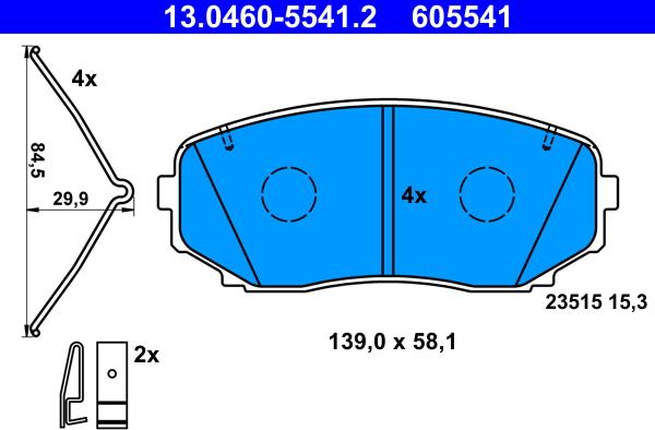 ATE 13.0460-5541.2 - Kit de plaquettes de frein, frein à disque cwaw.fr