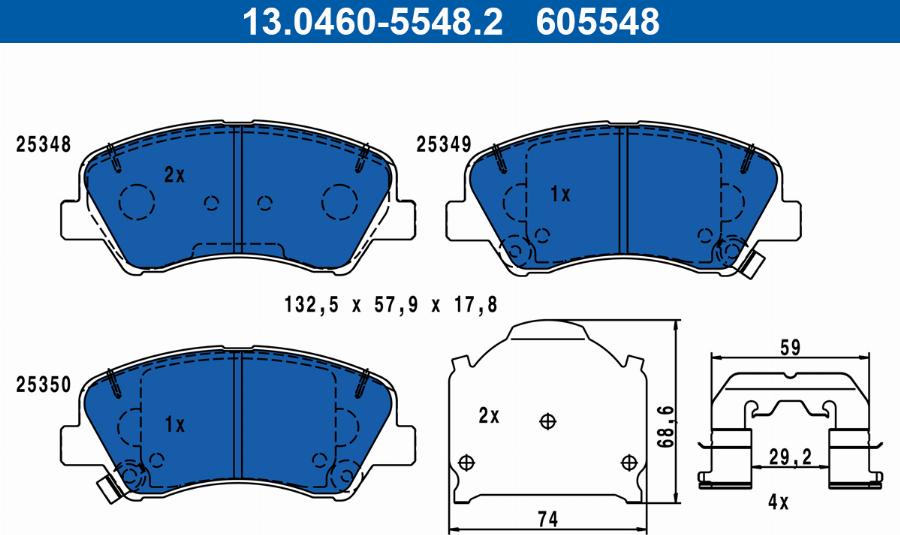 ATE 13.0460-5548.2 - Kit de plaquettes de frein, frein à disque cwaw.fr