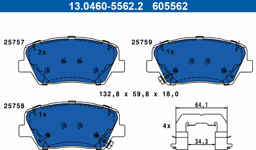 ATE 13.0460-5562.2 - Kit de plaquettes de frein, frein à disque cwaw.fr