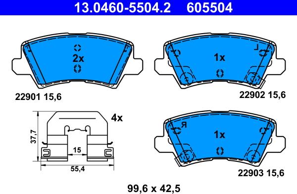 ATE 13.0460-5504.2 - Kit de plaquettes de frein, frein à disque cwaw.fr