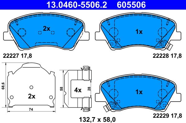 ATE 13.0460-5506.2 - Kit de plaquettes de frein, frein à disque cwaw.fr