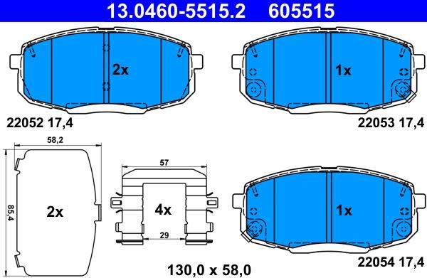 ATE 13.0460-5515.2 - Kit de plaquettes de frein, frein à disque cwaw.fr