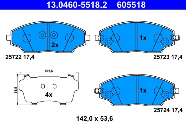 ATE 13.0460-5518.2 - Kit de plaquettes de frein, frein à disque cwaw.fr