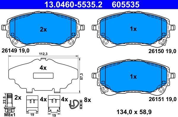 ATE 13.0460-5535.2 - Kit de plaquettes de frein, frein à disque cwaw.fr