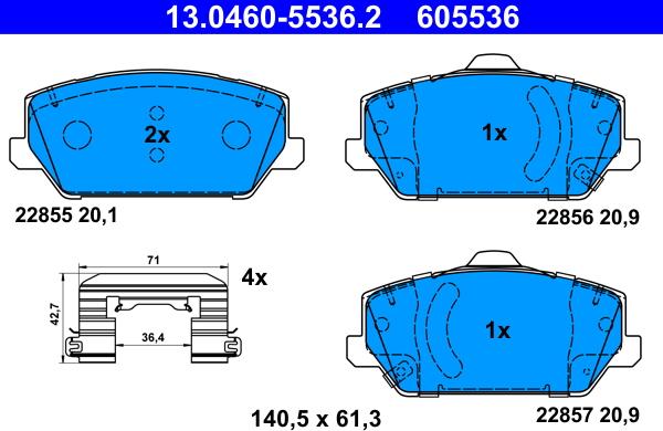 ATE 13.0460-5536.2 - Kit de plaquettes de frein, frein à disque cwaw.fr