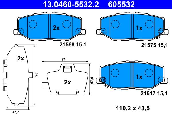 ATE 13.0460-5532.2 - Kit de plaquettes de frein, frein à disque cwaw.fr