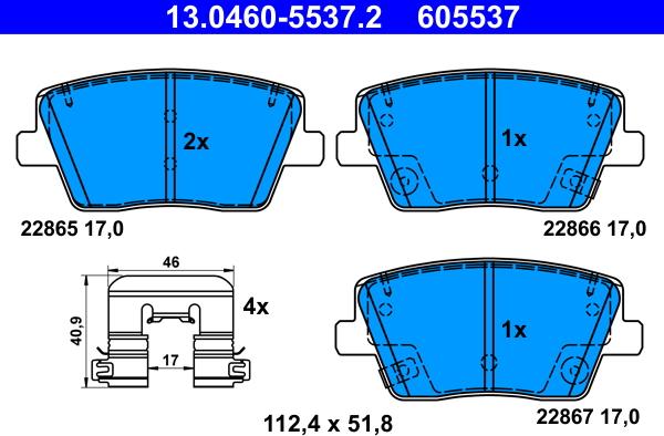 ATE 13.0460-5537.2 - Kit de plaquettes de frein, frein à disque cwaw.fr