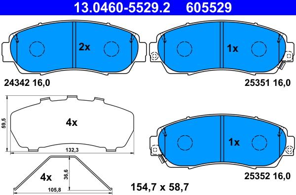 ATE 13.0460-5529.2 - Kit de plaquettes de frein, frein à disque cwaw.fr