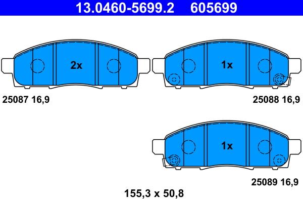 ATE 13.0460-5699.2 - Kit de plaquettes de frein, frein à disque cwaw.fr