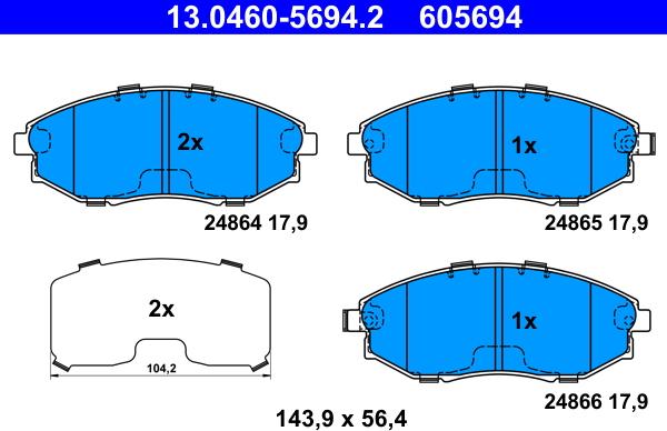 ATE 13.0460-5694.2 - Kit de plaquettes de frein, frein à disque cwaw.fr