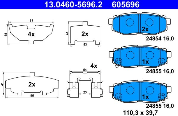 ATE 13.0460-5696.2 - Kit de plaquettes de frein, frein à disque cwaw.fr