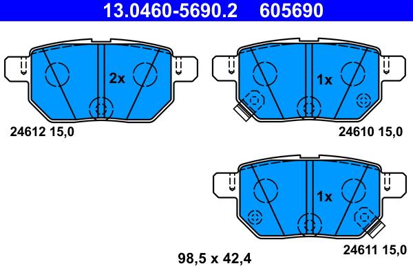 ATE 13.0460-5690.2 - Kit de plaquettes de frein, frein à disque cwaw.fr