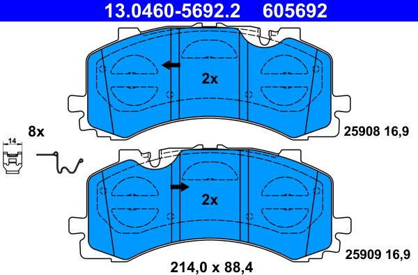 ATE 13.0460-5692.2 - Kit de plaquettes de frein, frein à disque cwaw.fr