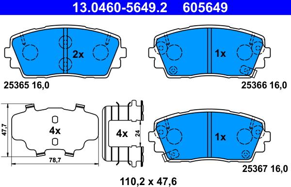 ATE 13.0460-5649.2 - Kit de plaquettes de frein, frein à disque cwaw.fr