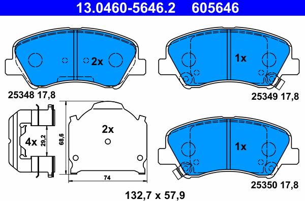 ATE 13.0460-5646.2 - Kit de plaquettes de frein, frein à disque cwaw.fr