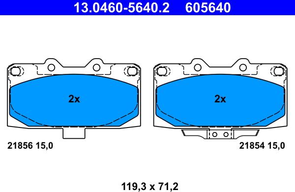 ATE 13.0460-5640.2 - Kit de plaquettes de frein, frein à disque cwaw.fr