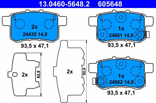 ATE 13.0460-5648.2 - Kit de plaquettes de frein, frein à disque cwaw.fr