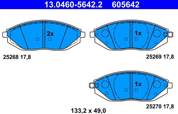 ATE 13.0460-5642.2 - Kit de plaquettes de frein, frein à disque cwaw.fr