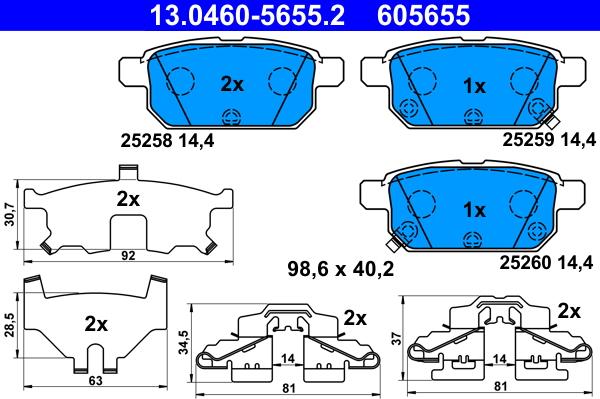 ATE 13.0460-5655.2 - Kit de plaquettes de frein, frein à disque cwaw.fr