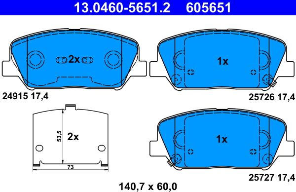 ATE 13.0460-5651.2 - Kit de plaquettes de frein, frein à disque cwaw.fr