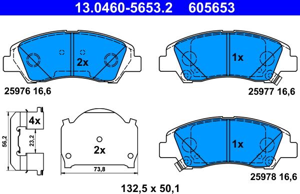 ATE 13.0460-5653.2 - Kit de plaquettes de frein, frein à disque cwaw.fr