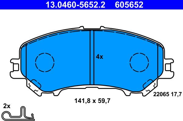 ATE 13.0460-5652.2 - Kit de plaquettes de frein, frein à disque cwaw.fr