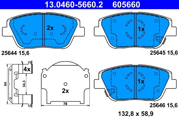 ATE 13.0460-5660.2 - Kit de plaquettes de frein, frein à disque cwaw.fr