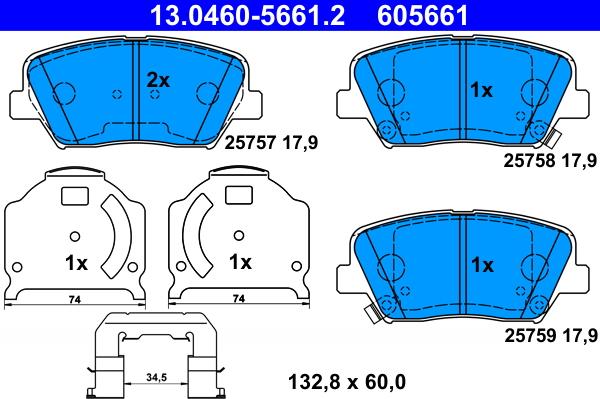 ATE 13.0460-5661.2 - Kit de plaquettes de frein, frein à disque cwaw.fr