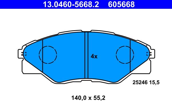 ATE 13.0460-5668.2 - Kit de plaquettes de frein, frein à disque cwaw.fr