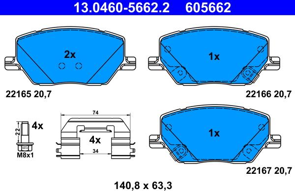 ATE 13.0460-5662.2 - Kit de plaquettes de frein, frein à disque cwaw.fr