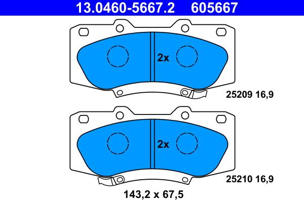 ATE 13.0460-5667.2 - Kit de plaquettes de frein, frein à disque cwaw.fr