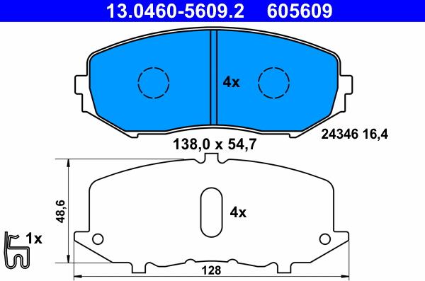 ATE 13.0460-5609.2 - Kit de plaquettes de frein, frein à disque cwaw.fr