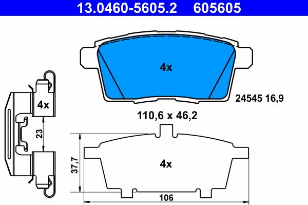 ATE 13.0460-5605.2 - Kit de plaquettes de frein, frein à disque cwaw.fr