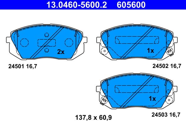 ATE 13.0460-5600.2 - Kit de plaquettes de frein, frein à disque cwaw.fr