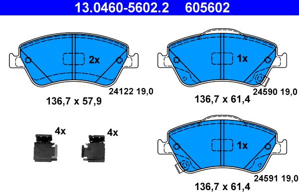 ATE 13.0460-5602.2 - Kit de plaquettes de frein, frein à disque cwaw.fr