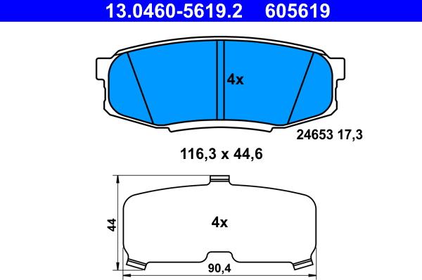 ATE 13.0460-5619.2 - Kit de plaquettes de frein, frein à disque cwaw.fr