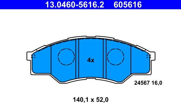 ATE 13.0460-5616.2 - Kit de plaquettes de frein, frein à disque cwaw.fr