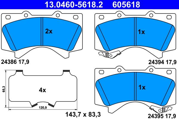 ATE 13.0460-5618.2 - Kit de plaquettes de frein, frein à disque cwaw.fr